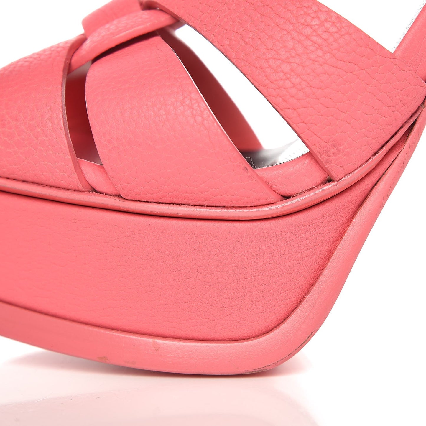 Grained Calfskin Tribute 105 Platform Sandals 38.5 Rose Clair