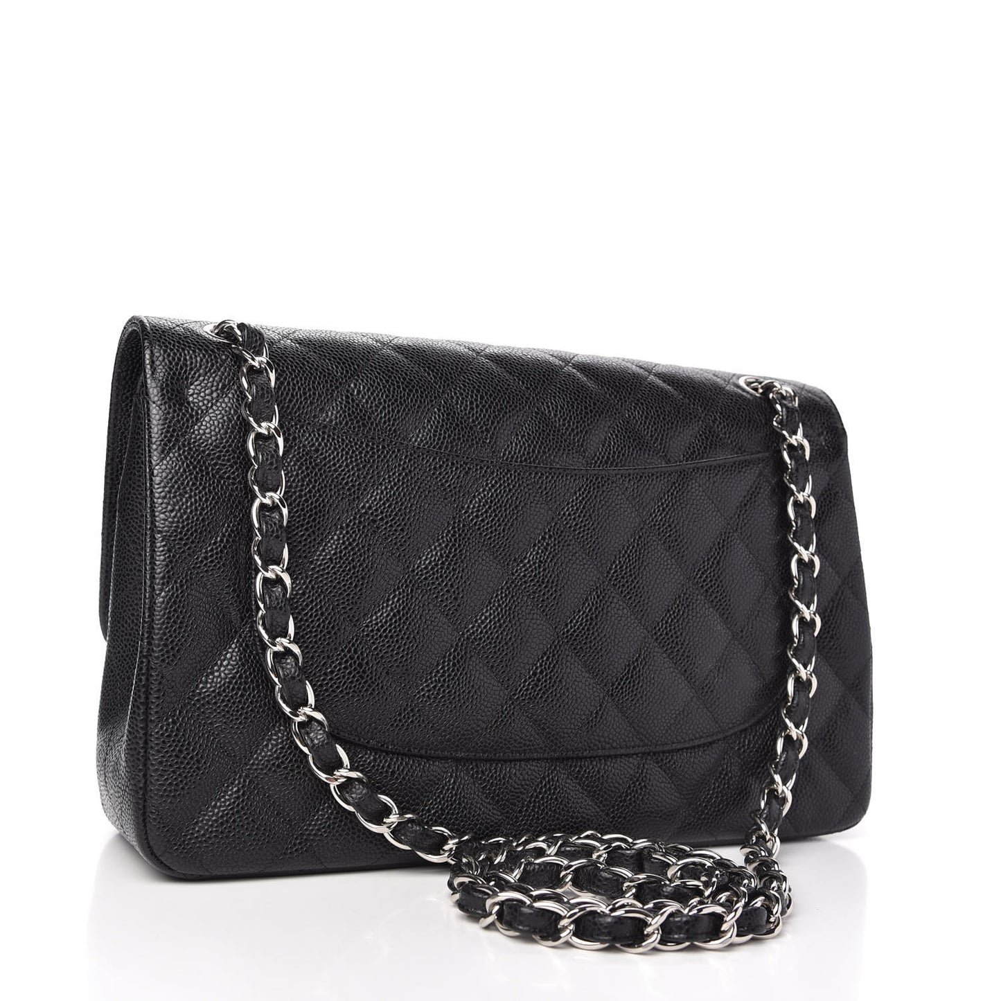 Caviar Quilted Jumbo Double Flap Black