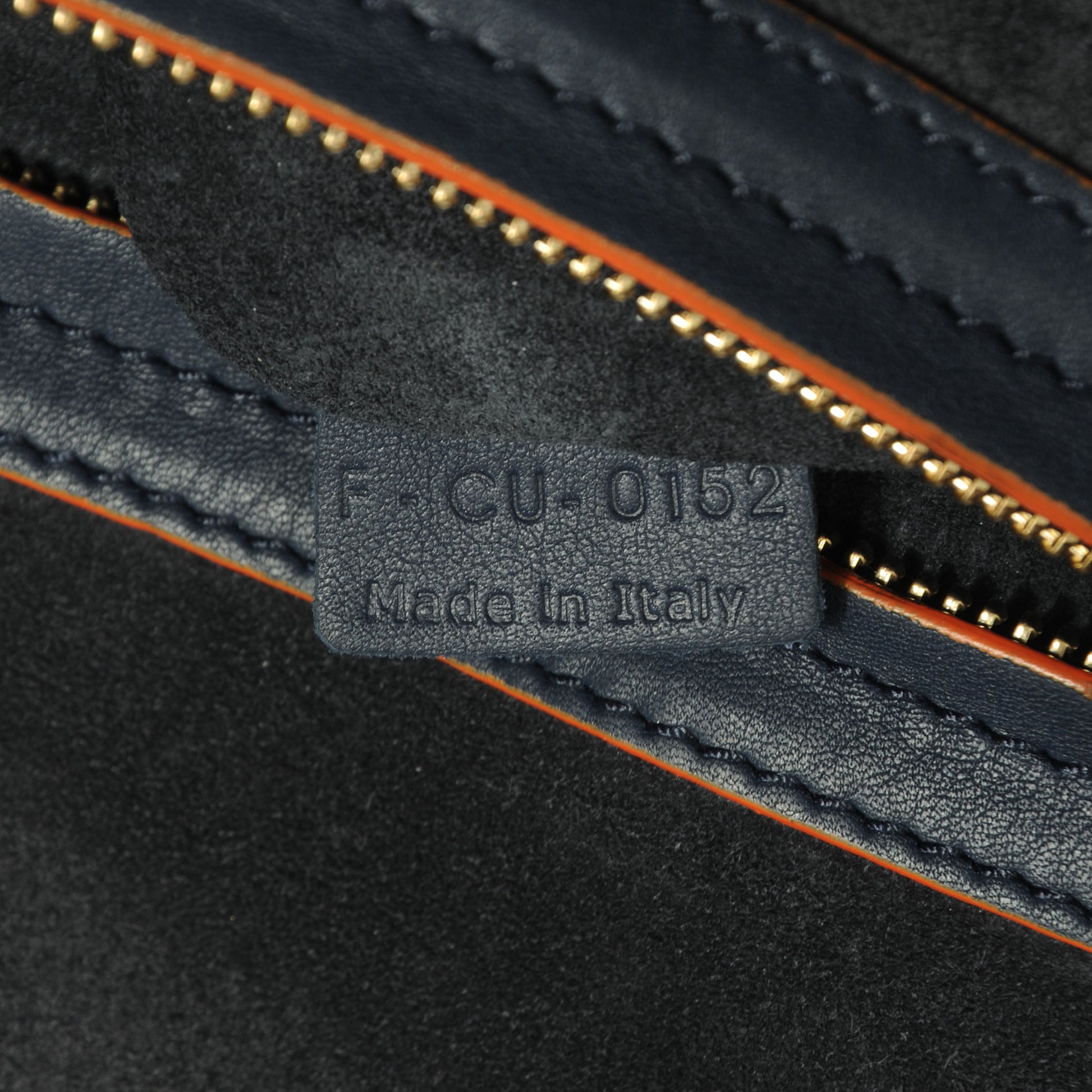 Celine Drummed Leather Medium Phantom Luggage Royal Blue Orange Trim 7 of 8