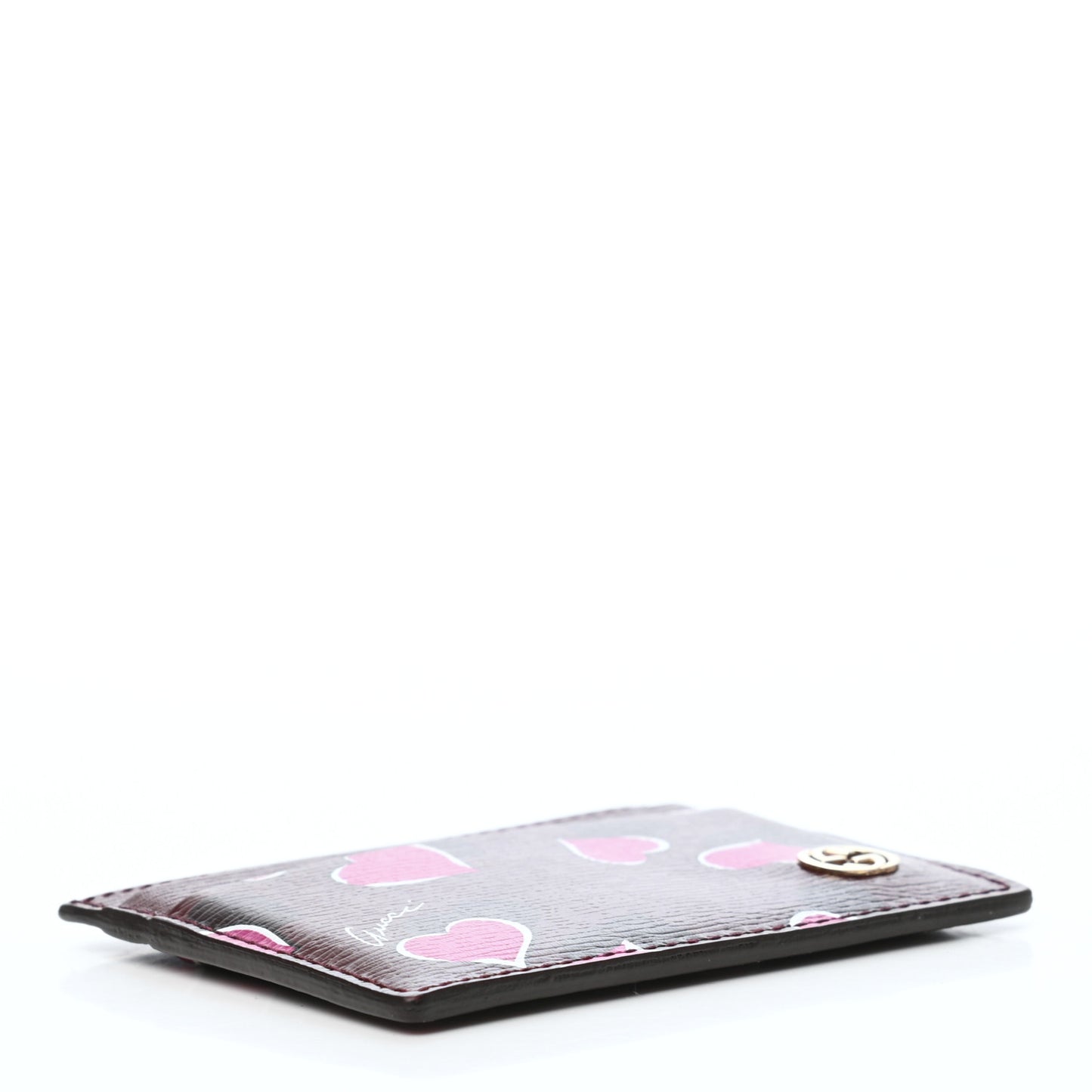 Calfskin Heartbeat Print Card Holder New Wine