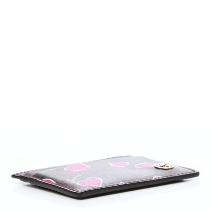 Gucci Calfskin Heartbeat Print Card Holder New Wine 5 of 7