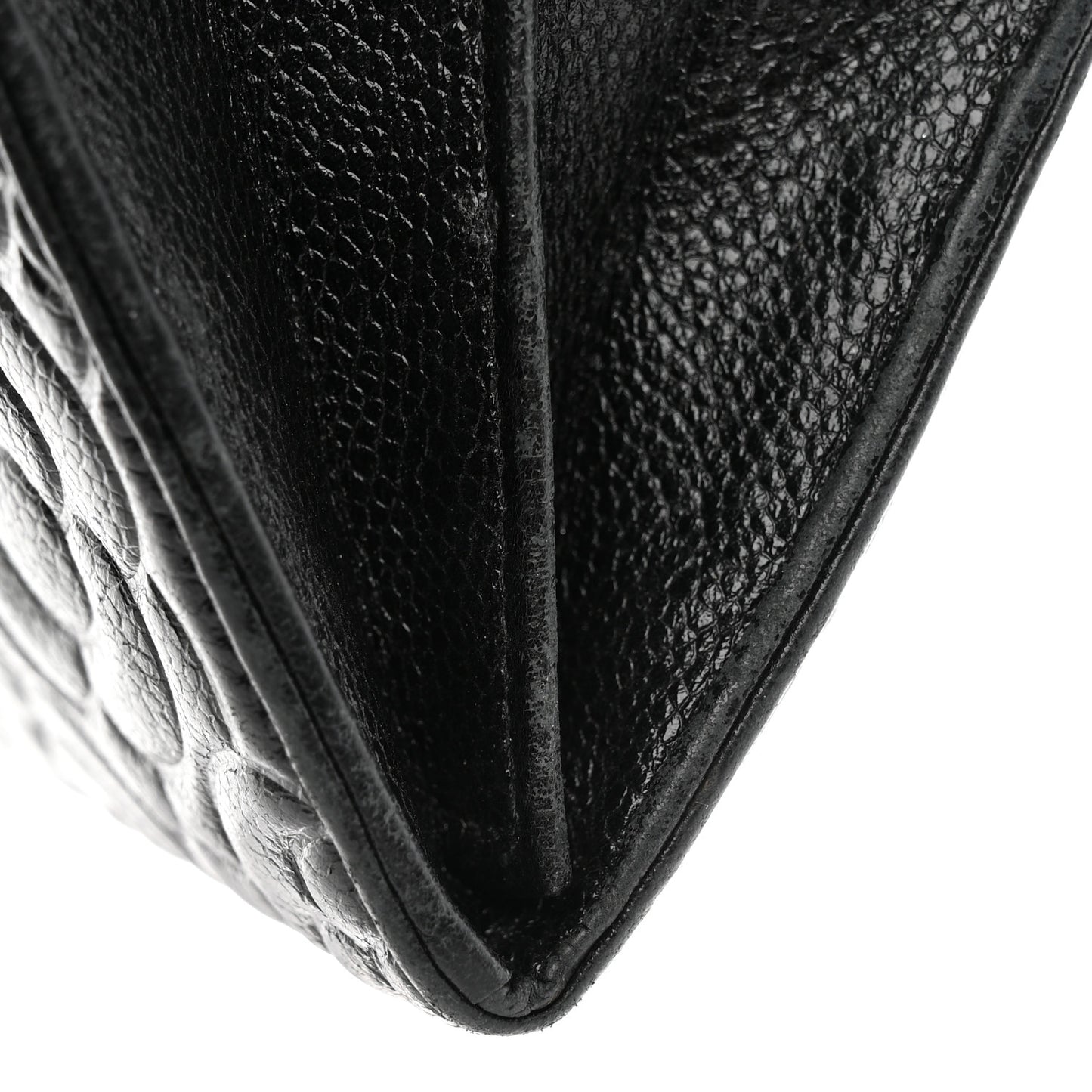 Caviar Camellia Embossed Flap Wallet Black