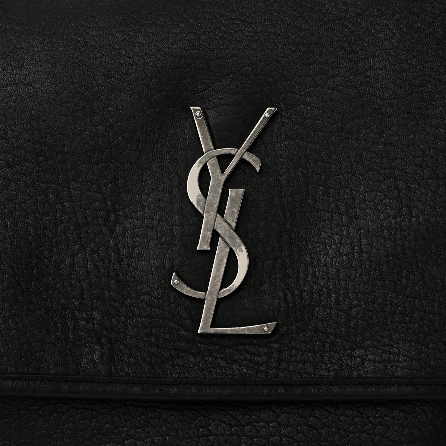 Grained Lambskin Monogram Oversized Niki Chain Satchel Black