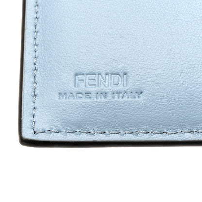Fendi Vitello King Tamponato Logo Embossed Card Holder Wallet Azzurro Baby 6 of 8