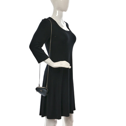Prada Spazzolato Mini Triangle Chain Crossbody Pouch Black 2 of 8