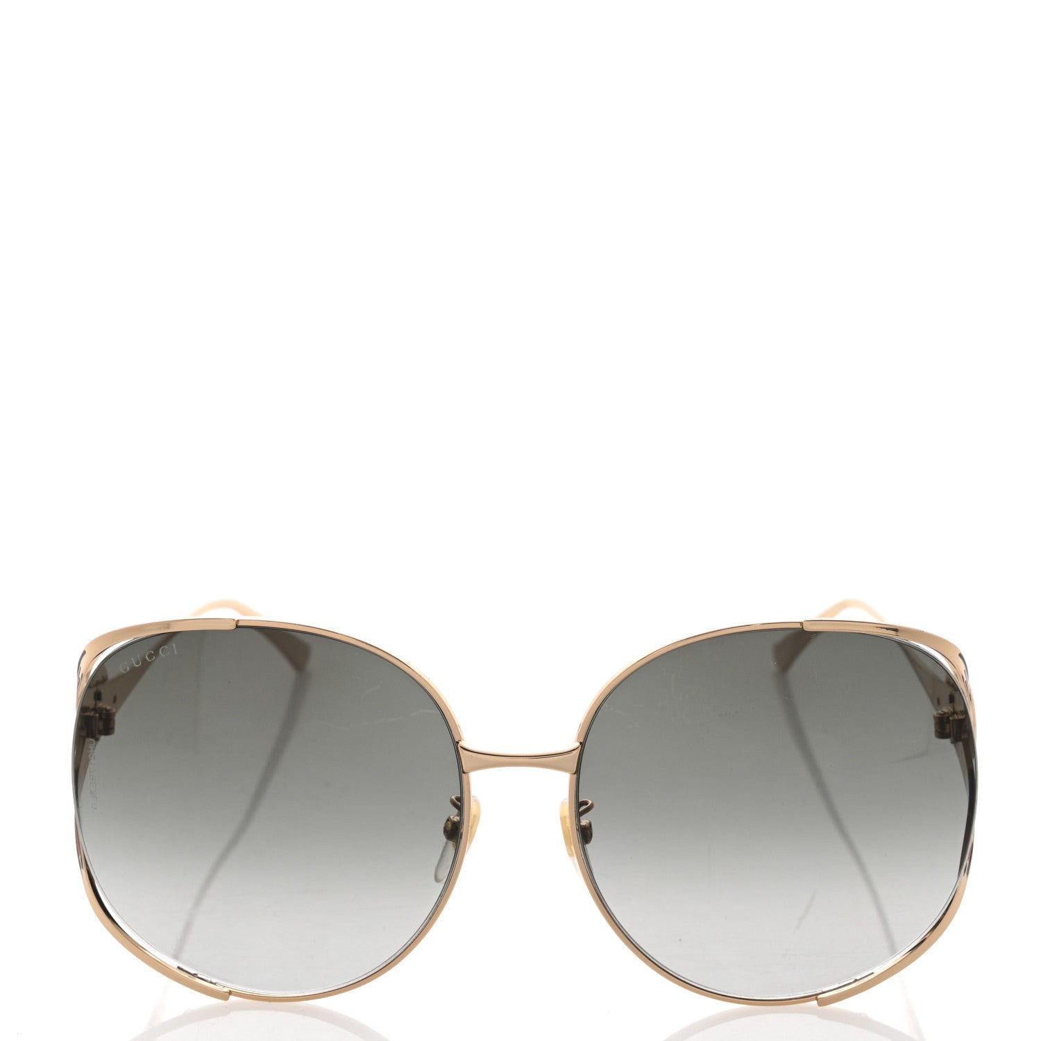 Gucci Metal Oversized Round Frame GG0225S Sunglasses Gold 2 of 8