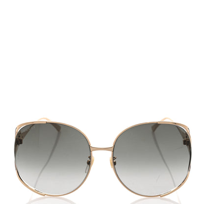 Gucci Metal Oversized Round Frame GG0225S Sunglasses Gold 2 of 8