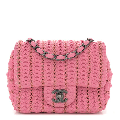 Chanel Lambskin Crochet Embroidered Mini Flap Pink 1 of 14