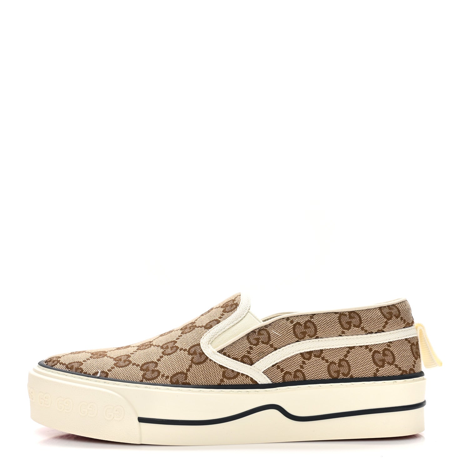 Gucci GG Monogram Womens 1977 Tennis Slip On 30mm Sneakers 38.5 Beige Ebony Mystic White 1 of 9