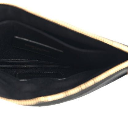 Saint Laurent Grain De Poudre Chevron Monogram Bill Pouch Black 5 of 8