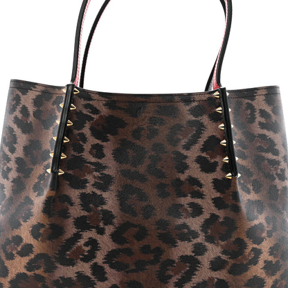 Christian Louboutin Calfskin Empire Leopard Print Spiked Small Cabarock Shopper Tote Brown 7 of 11