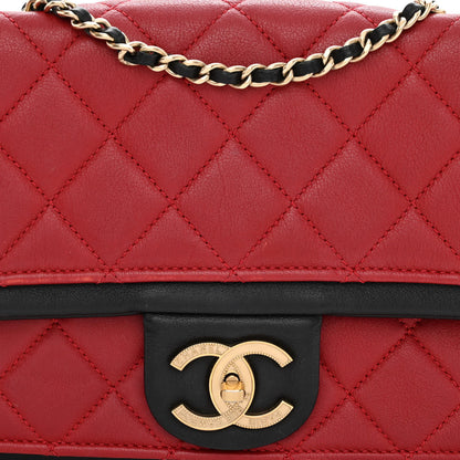 Chanel Calfskin Quilted Medium Graphic Flap Red Black 8 of 11