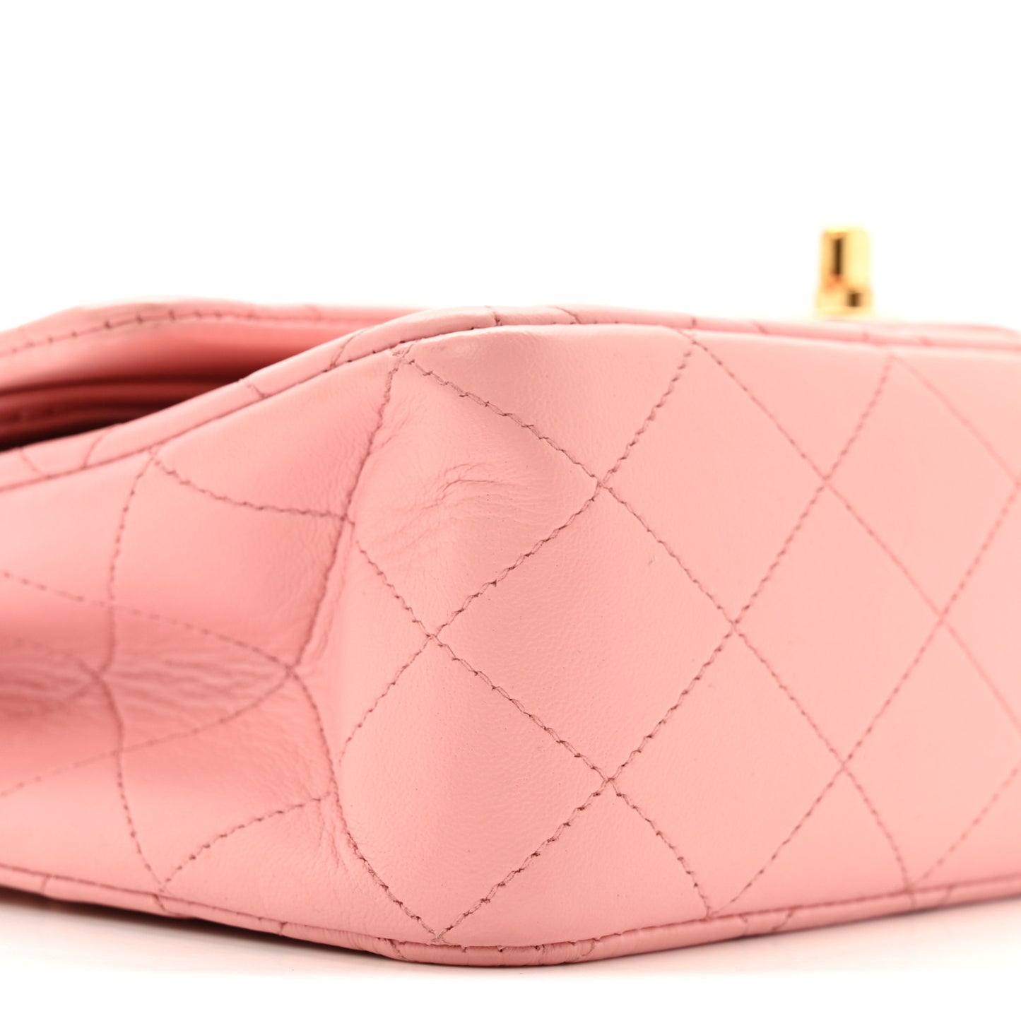 Lambskin Quilted Medium Double Flap Light Pink