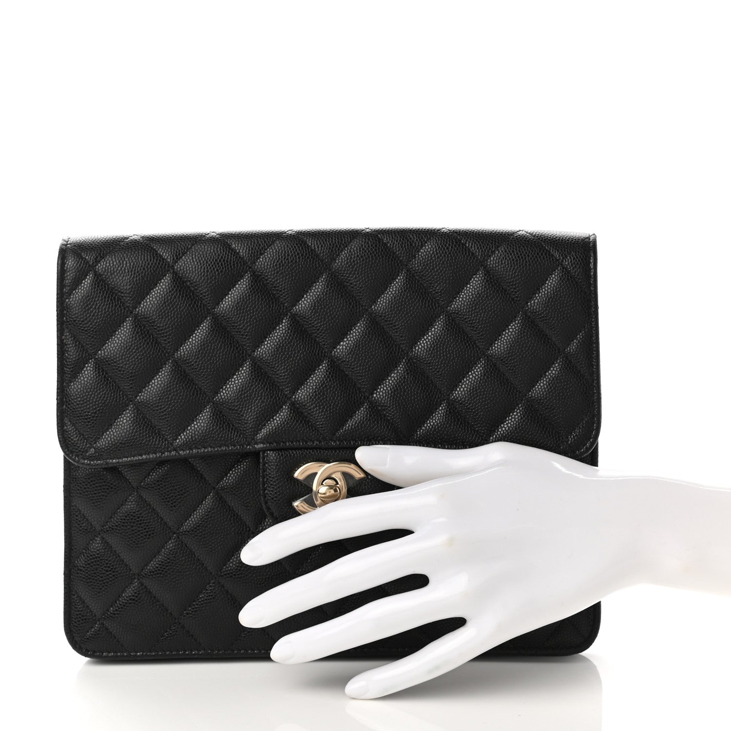 Chanel Caviar Quilted Square Flap Clutch Black 2 of 7