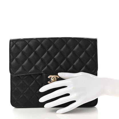 Chanel Caviar Quilted Square Flap Clutch Black 2 of 7