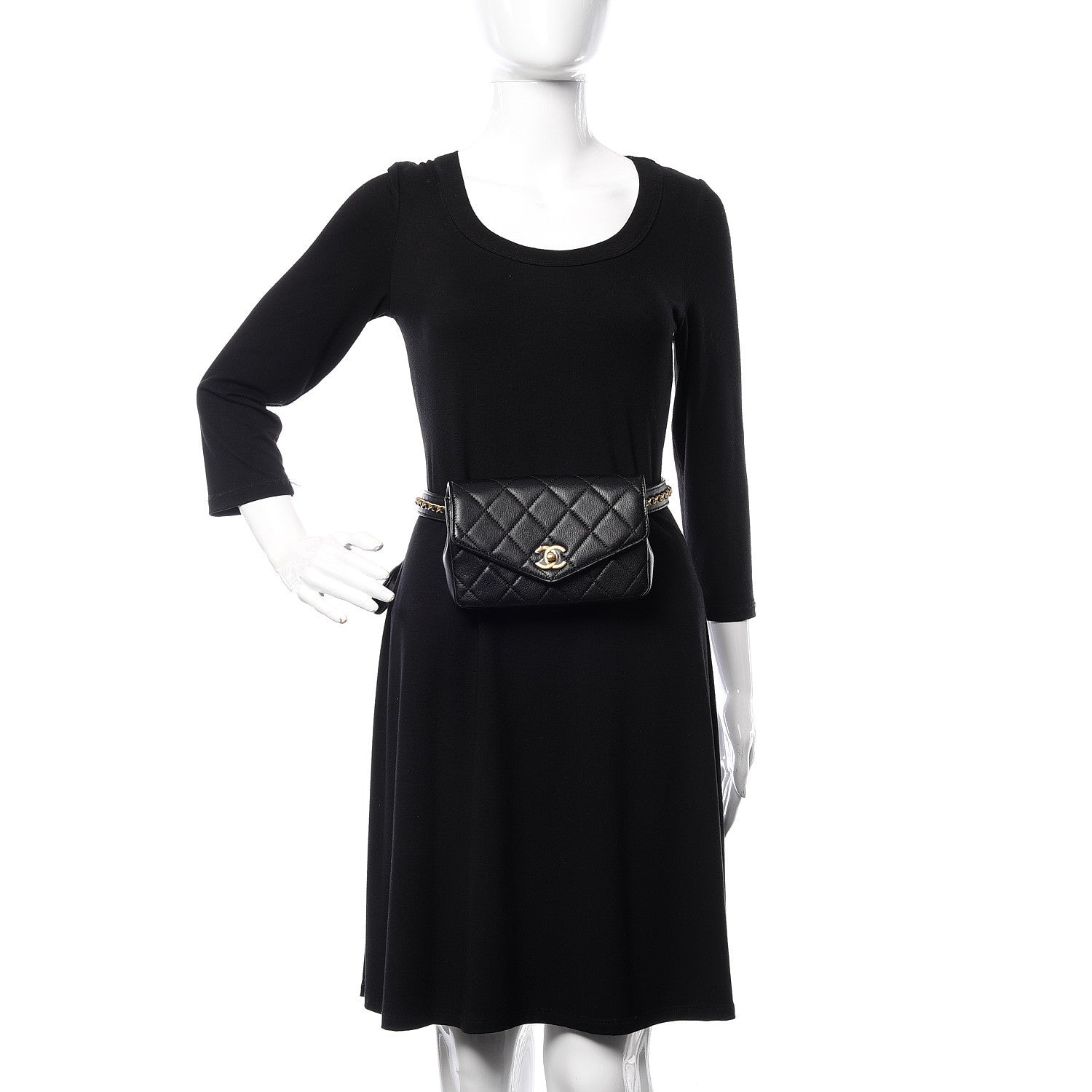 Chanel Calfskin Quilted Flap Waist Bag Black 2 of 9