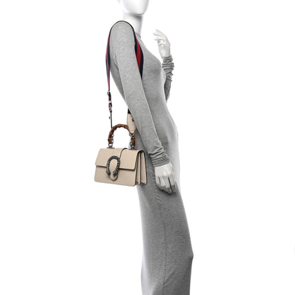 Gucci Textured Calfskin Crystal Bamboo Web Mini Dionysus Top Handle Bag Mystic White 2 of 10