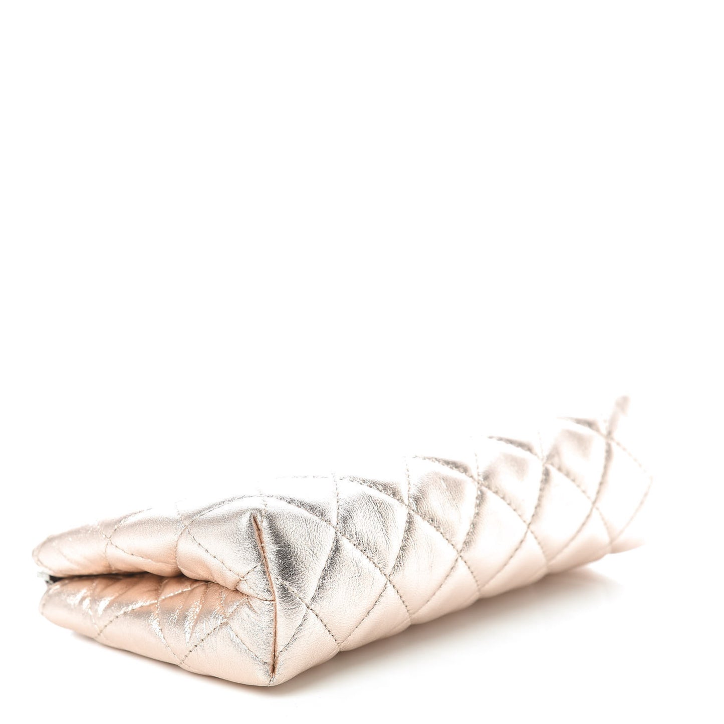 Metallic Lambskin Quilted Cosmetic Pouch Light Pink