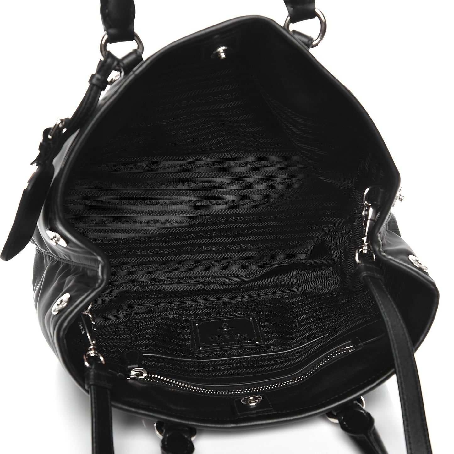 Tessuto Nylon Soft Calf Tote Nero Black