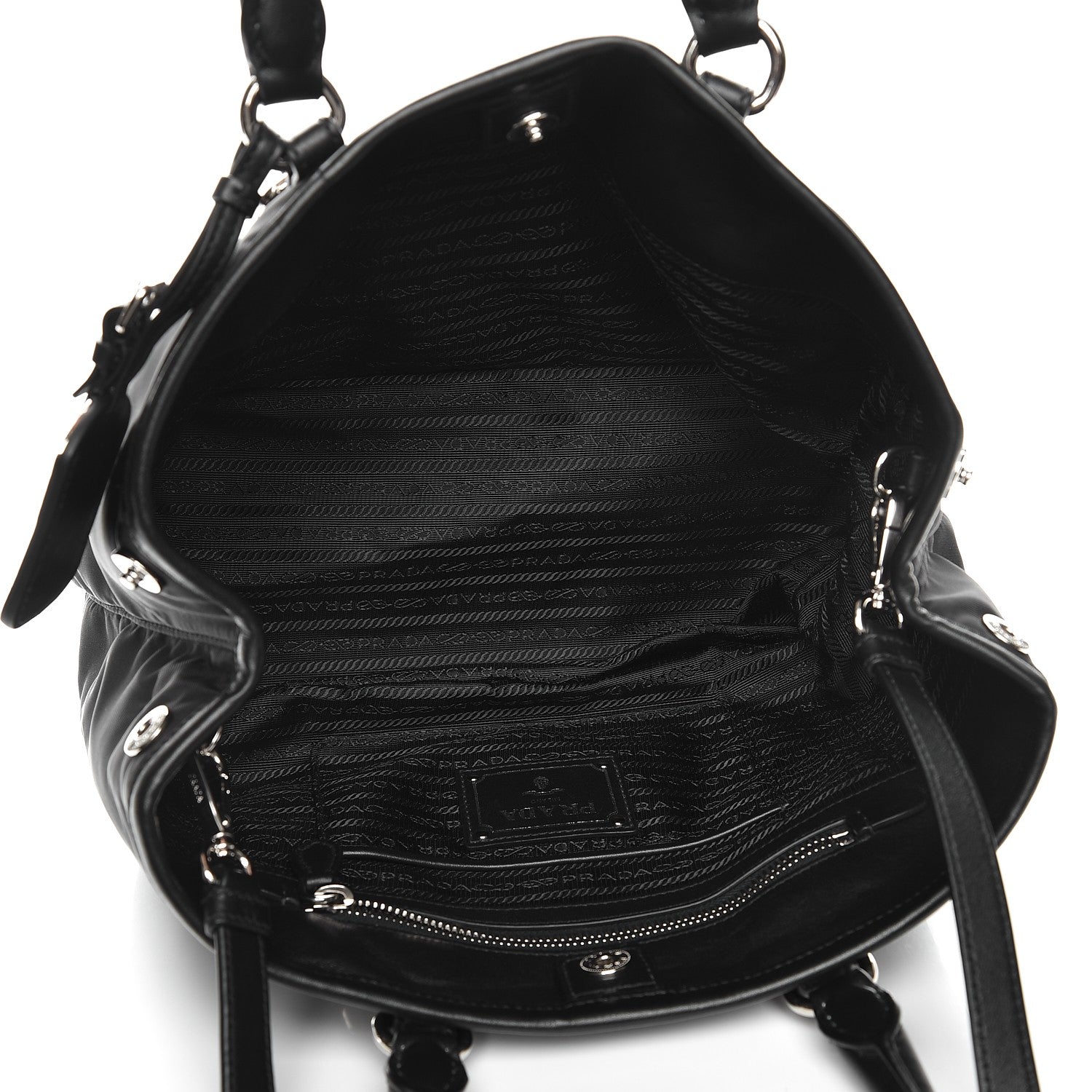 Prada Tessuto Nylon Soft Calf Tote Nero Black 6 of 10