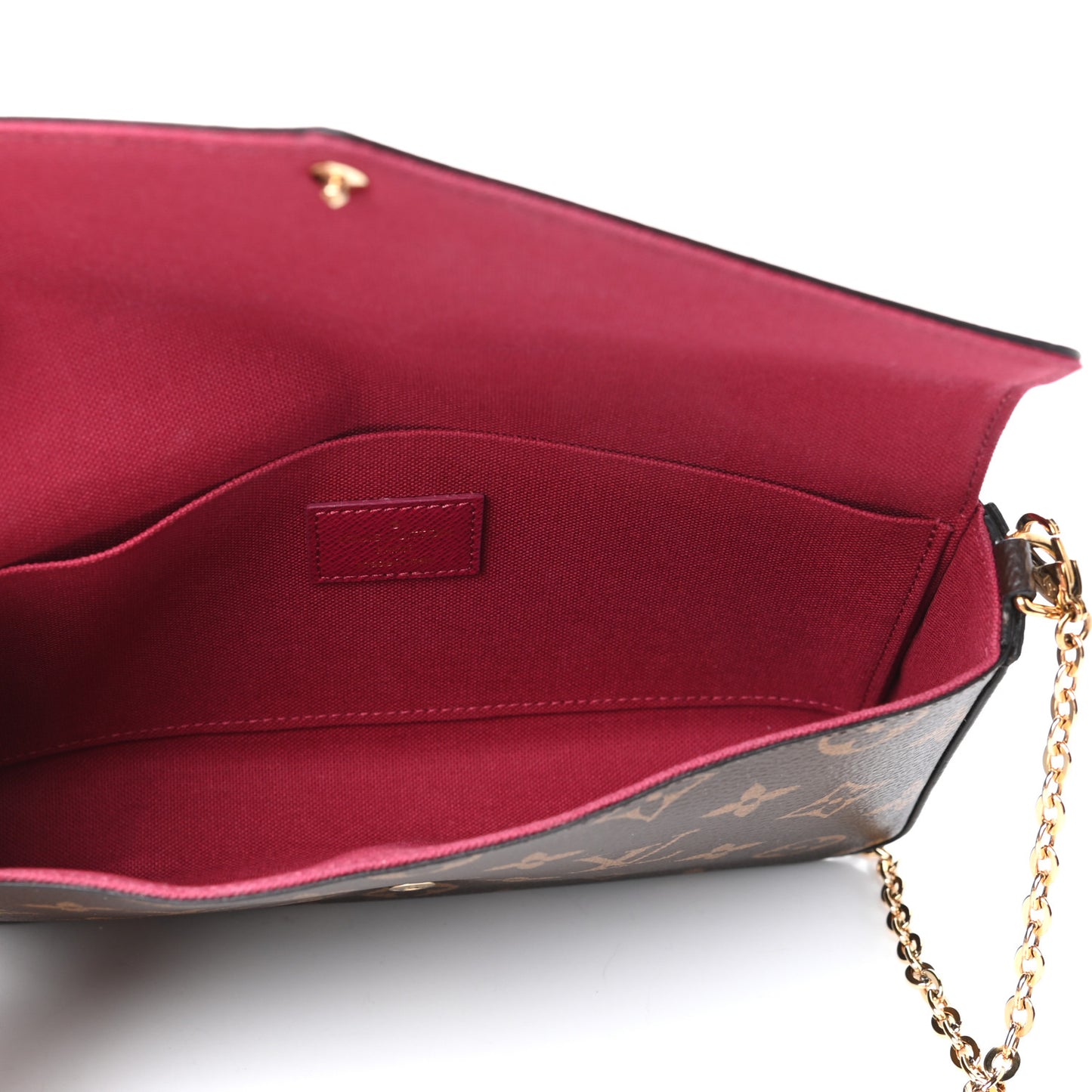 Monogram Pochette Felicie Chain Wallet Fuchsia