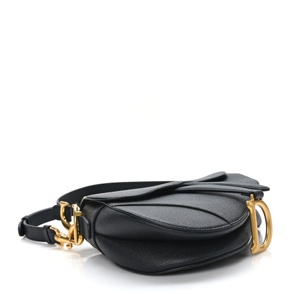 Christian Dior Grained Calfskin Saddle Bag With Strap Black 4 of 9