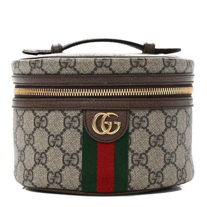 Gucci GG Supreme Monogram Textured Calfskin Web Ophidia Vanity Cosmetic Case Beige Ebony New Acero 1 of 9