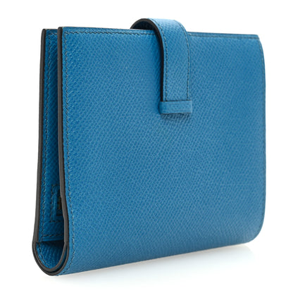 Hermes Epsom Bearn Compact Wallet Bleu Paon 3 of 7