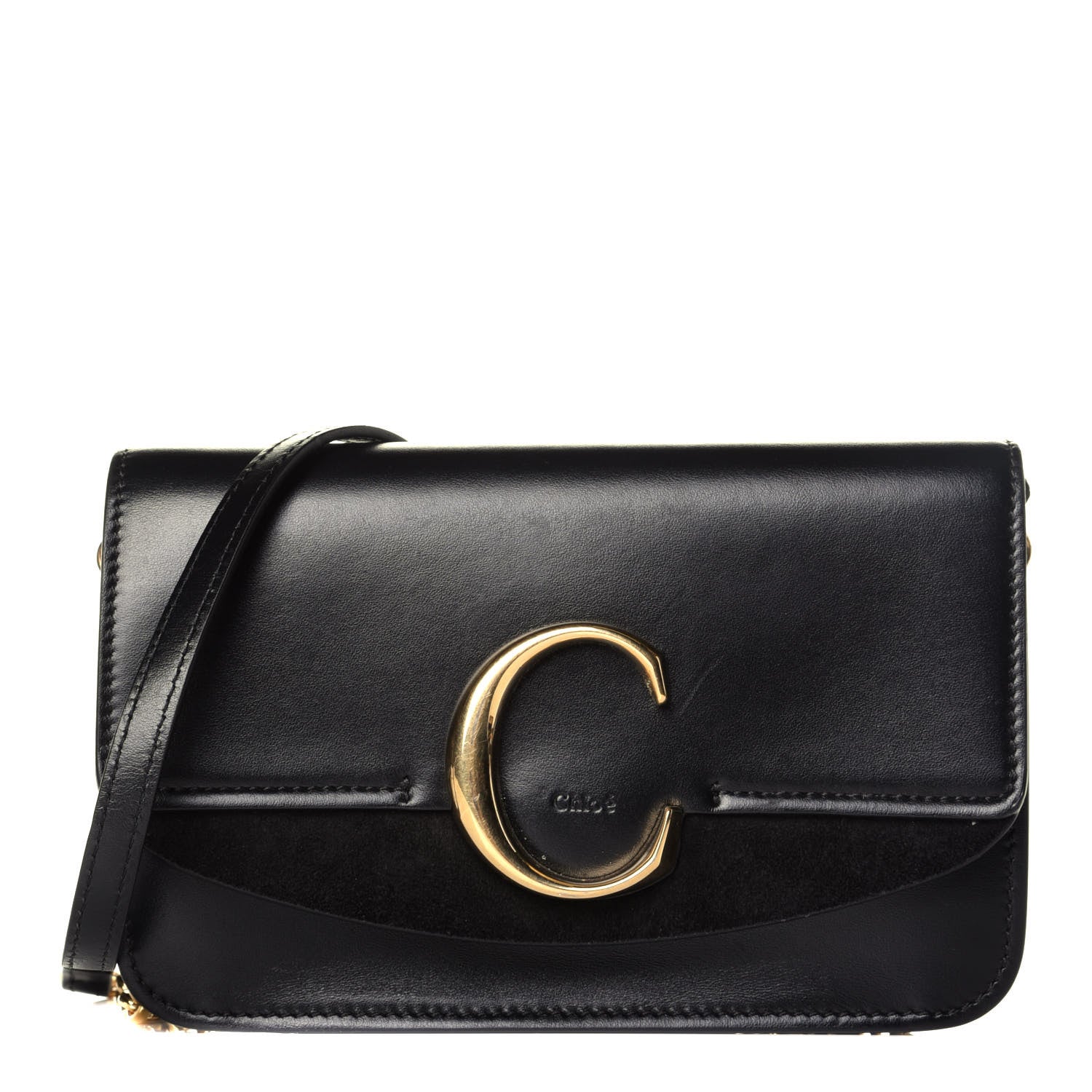 Chloe Calfskin Suede C Clutch With Chain Black 1 of 10
