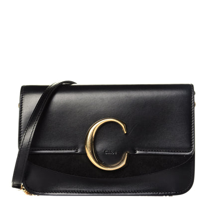 Chloe Calfskin Suede C Clutch With Chain Black 1 of 10