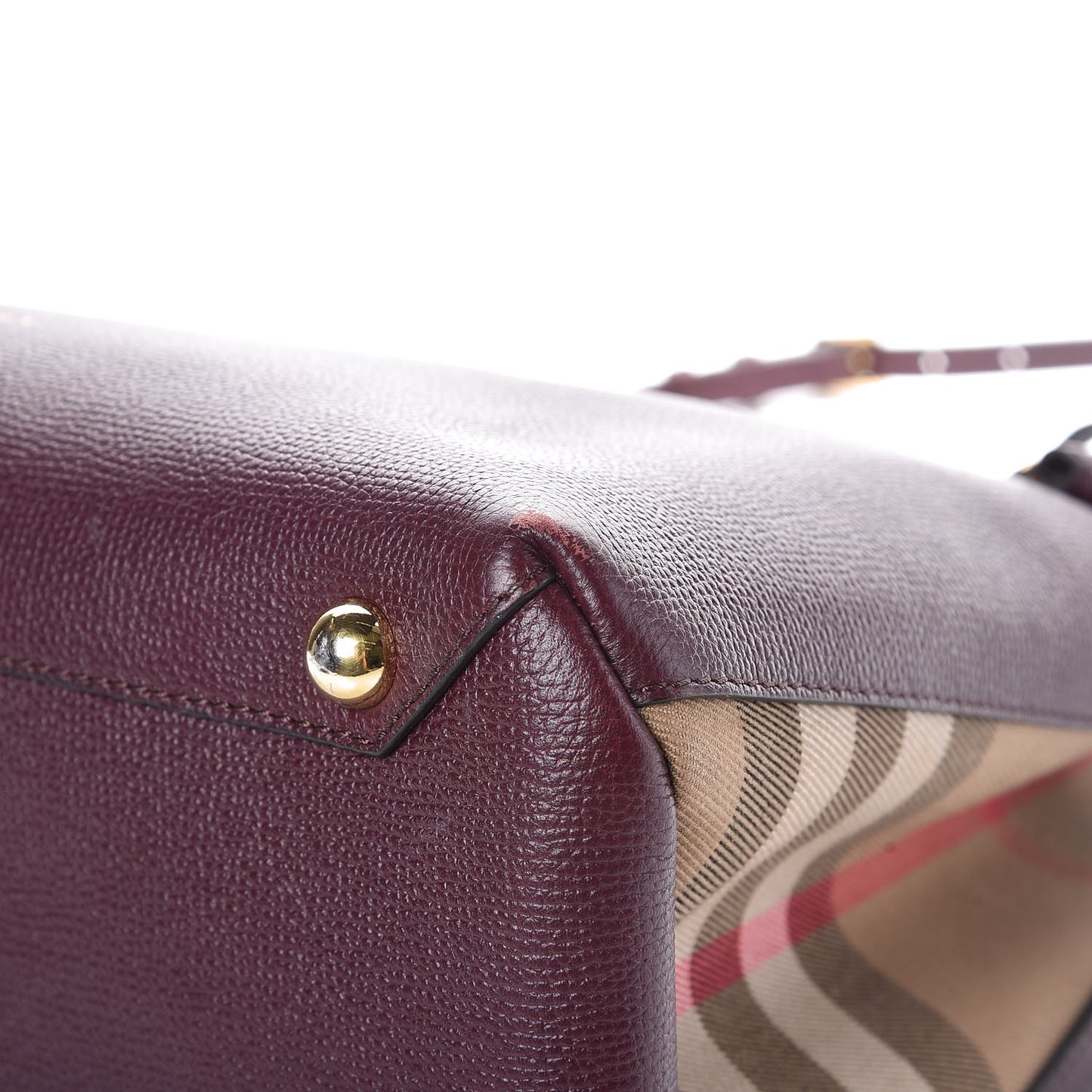Grainy Calfskin House Check Medium Banner Tote Mahogany Red