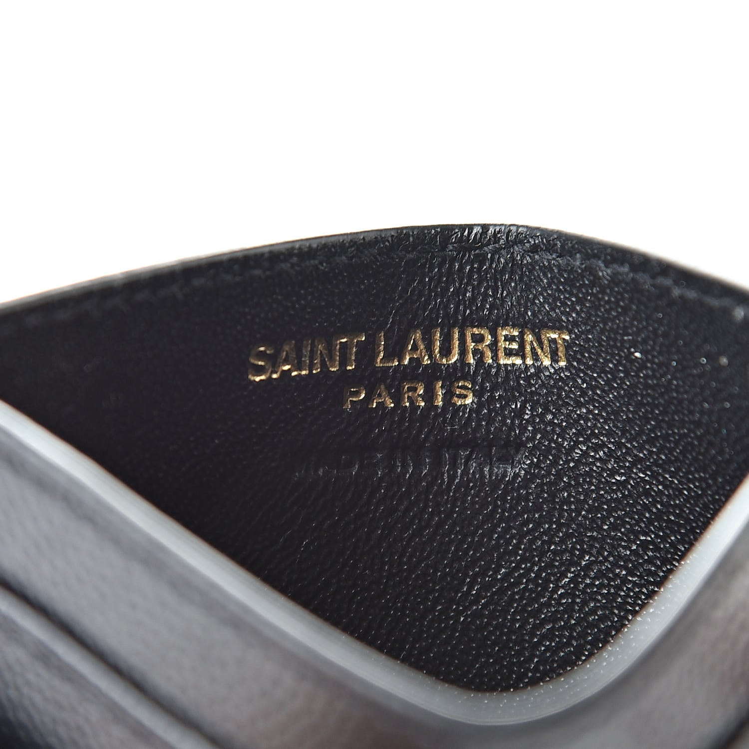 Saint Laurent Grain De Poudre Matelasse Chevron Monogram Credit Card Case Black 6 of 7