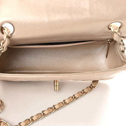Chanel Iridescent Calfskin Quilted Mini Rectangular Flap Beige 5 of 12
