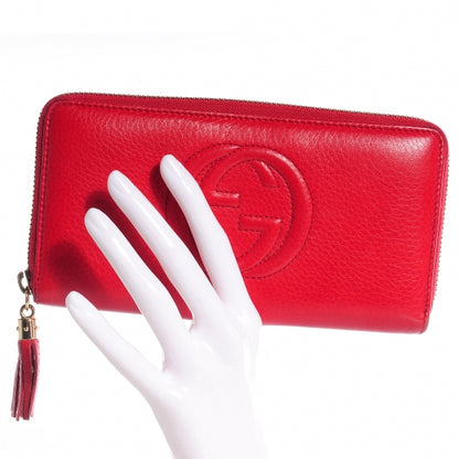 Gucci Pebbled Calfskin Soho Zip Around Wallet Red 2 of 8