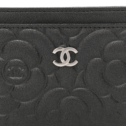 Chanel Goatskin Camellia Embossed Card Holder Black 9 of 10