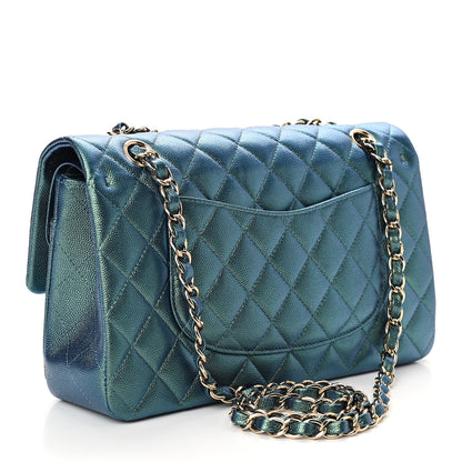 Chanel Iridescent Caviar Quilted Medium Double Flap Green 3 of 11