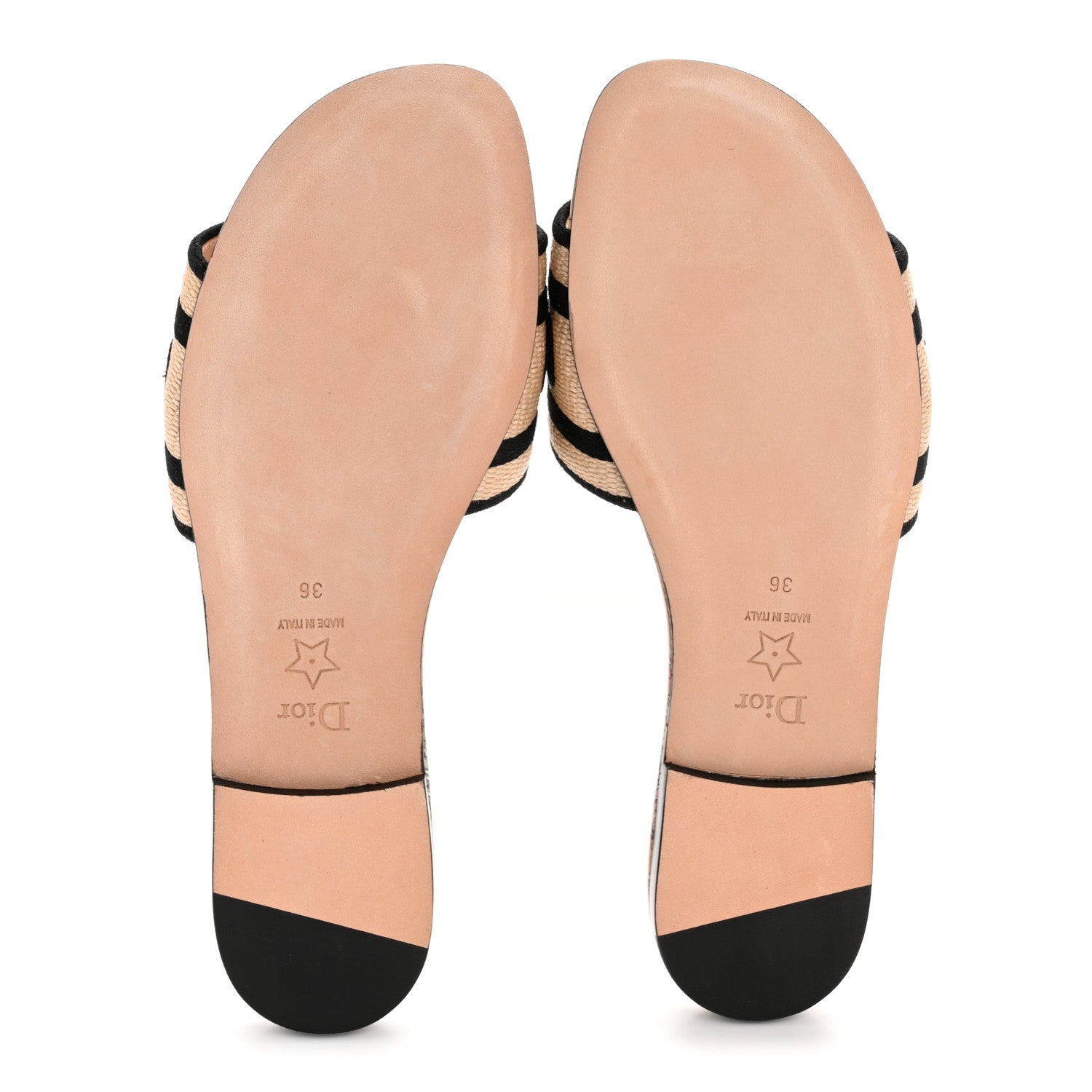 Christian Dior Straw Embroidered Cabinet De La Mer Dway Flat Slide Sandals 36 Multicolor 6 of 9