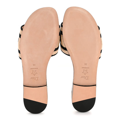 Christian Dior Straw Embroidered Cabinet De La Mer Dway Flat Slide Sandals 36 Multicolor 6 of 9