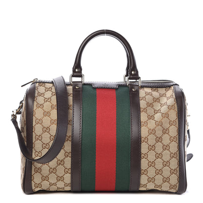 Gucci Monogram Vintage Web Medium Boston Dark Brown 1 of 10