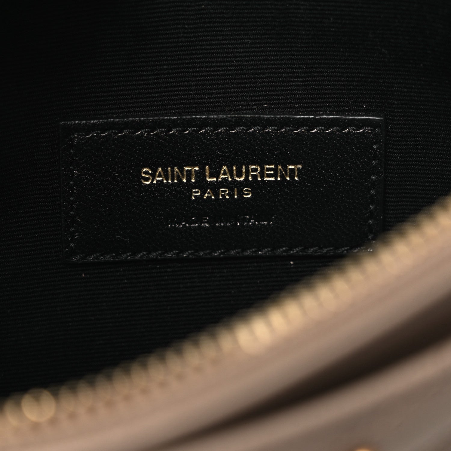 Saint Laurent Grain De Poudre Chevron Monogram Large Bill Pouch Dark Beige 6 of 11