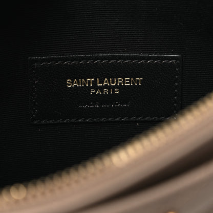 Saint Laurent Grain De Poudre Chevron Monogram Large Bill Pouch Dark Beige 6 of 11