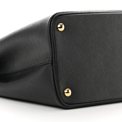Prada Saffiano Cuir Medium Double Handle Bag Black 9 of 11