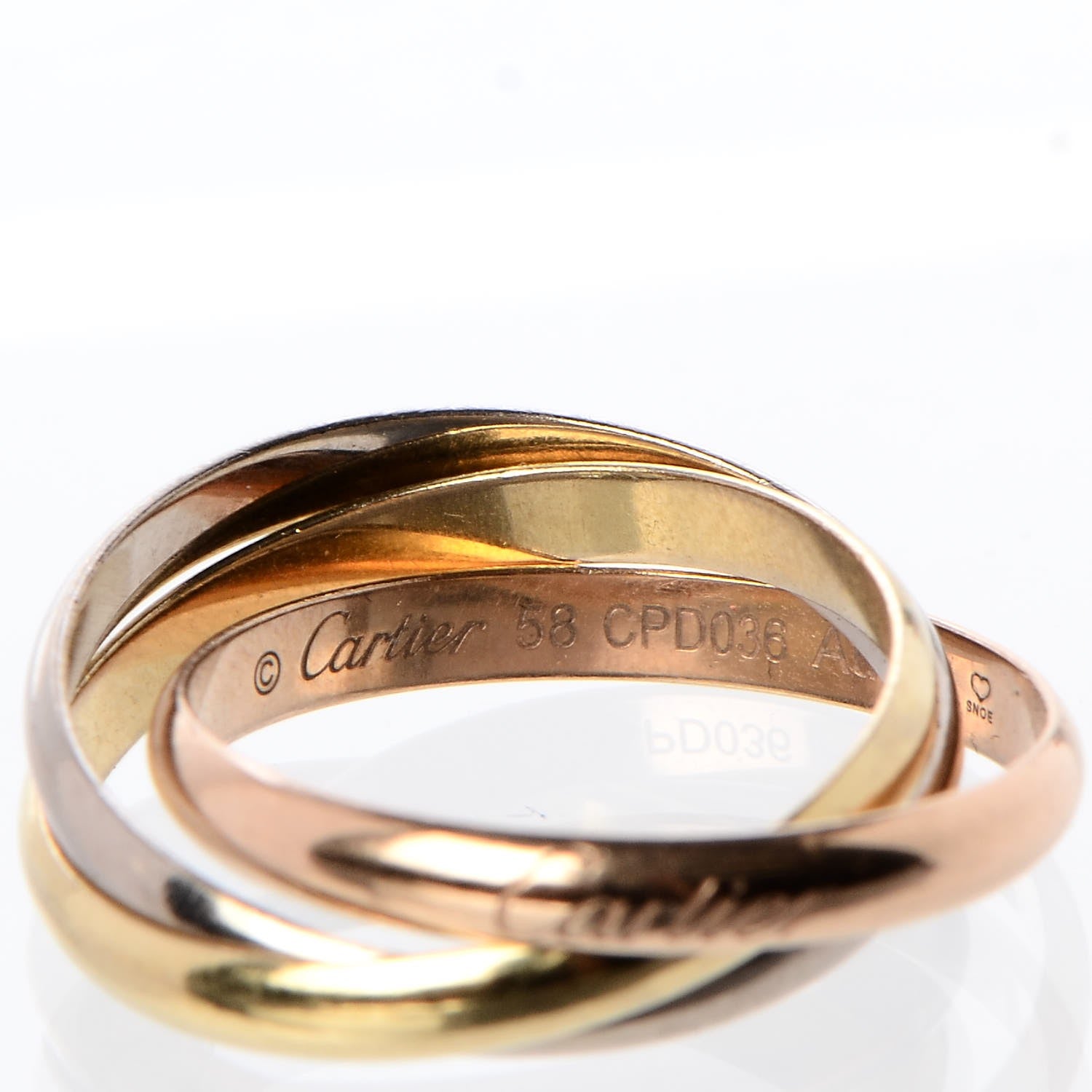 Cartier 18K Pink Yellow White Gold Small Trinity Ring 58 8.25 4 of 5