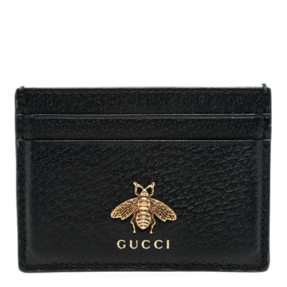 Gucci Pebbled Calfskin Animalier Card Holder Black 1 of 6