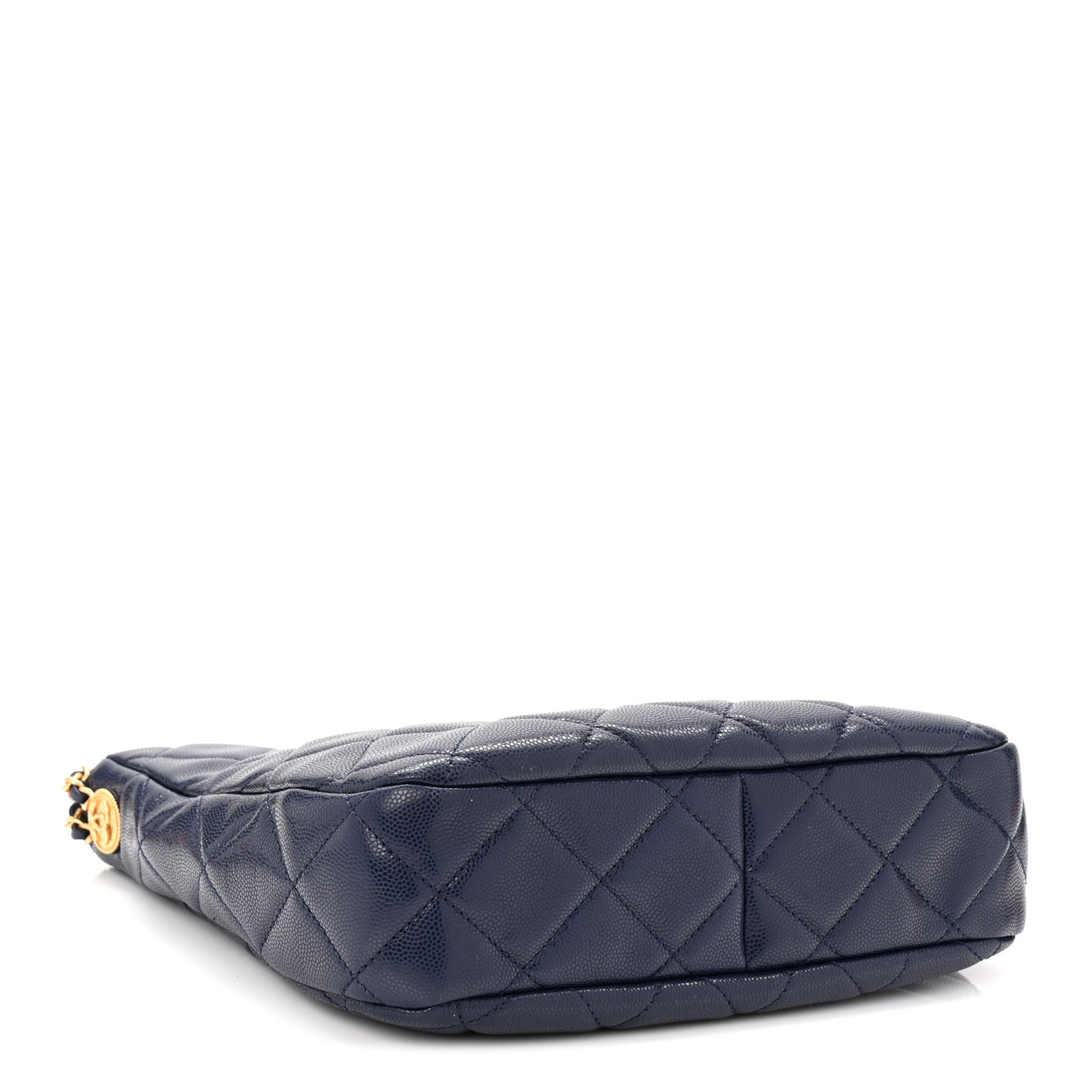 Caviar Quilted Twist Your Buttons Hobo Navy Blue