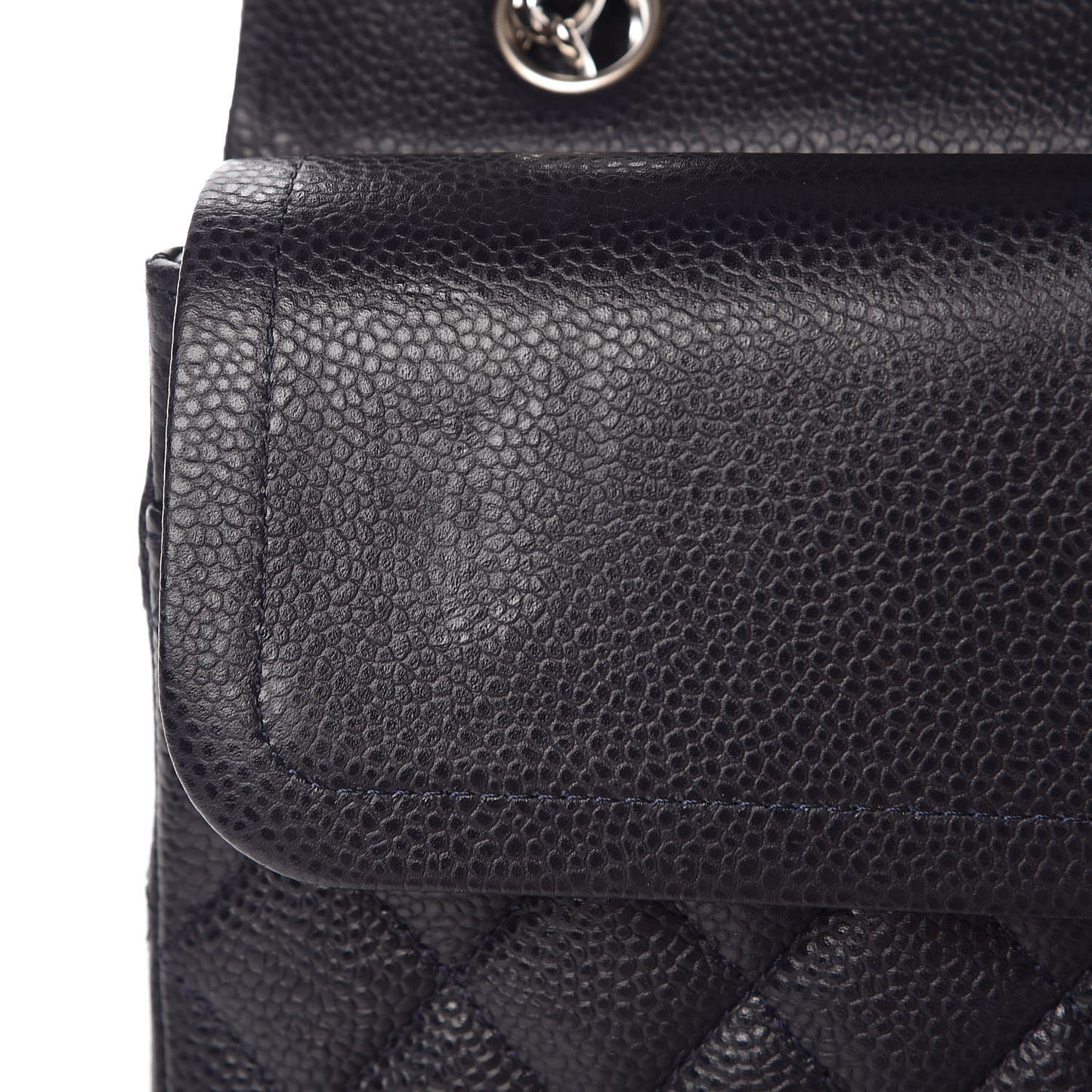 Caviar Quilted Medium Double Flap Navy