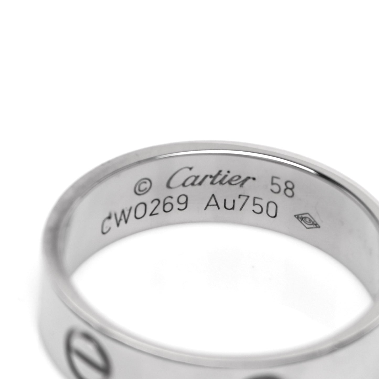 18K White Gold 5.5mm LOVE Ring 58 8.25