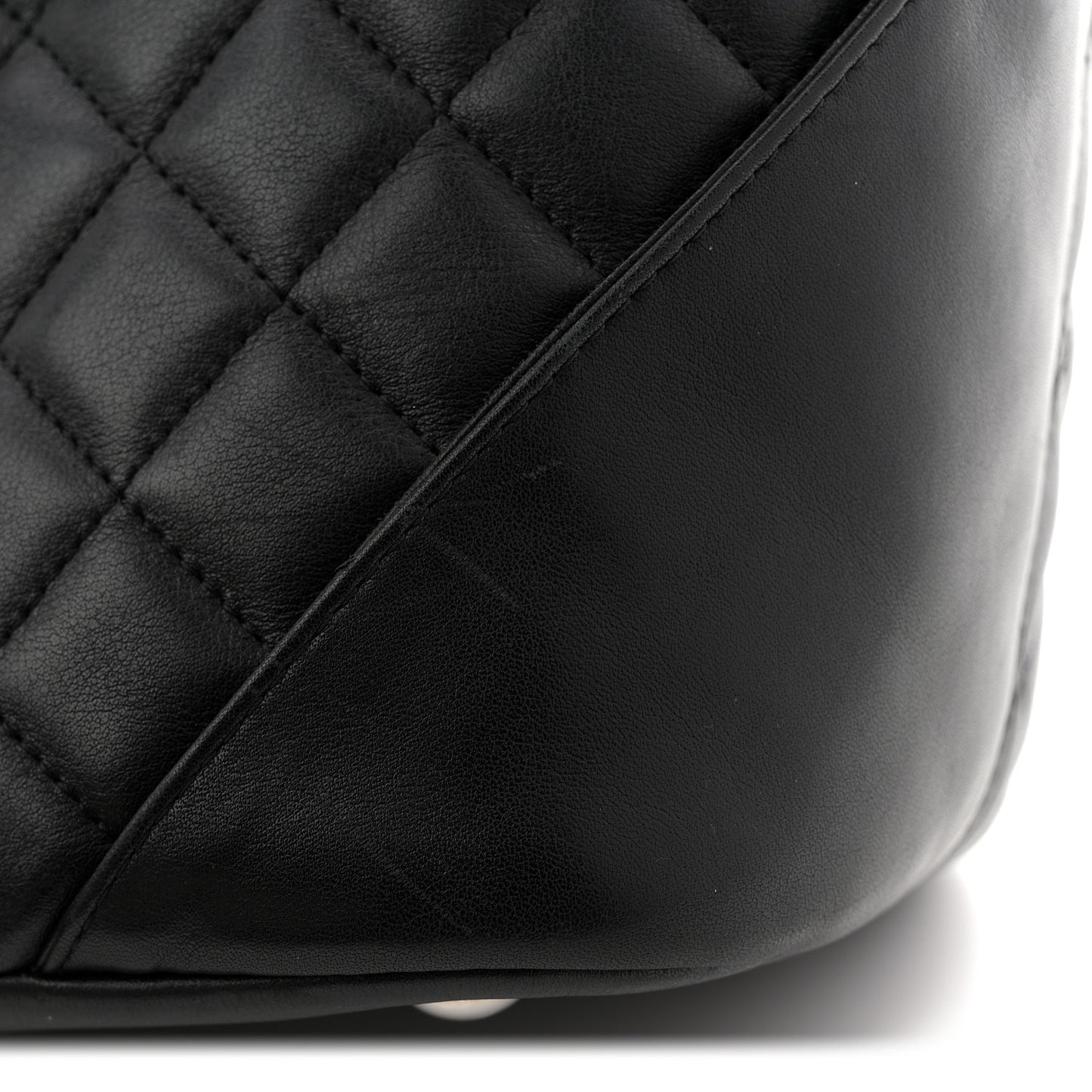 Calfskin Quilted Large Cambon Tote Black
