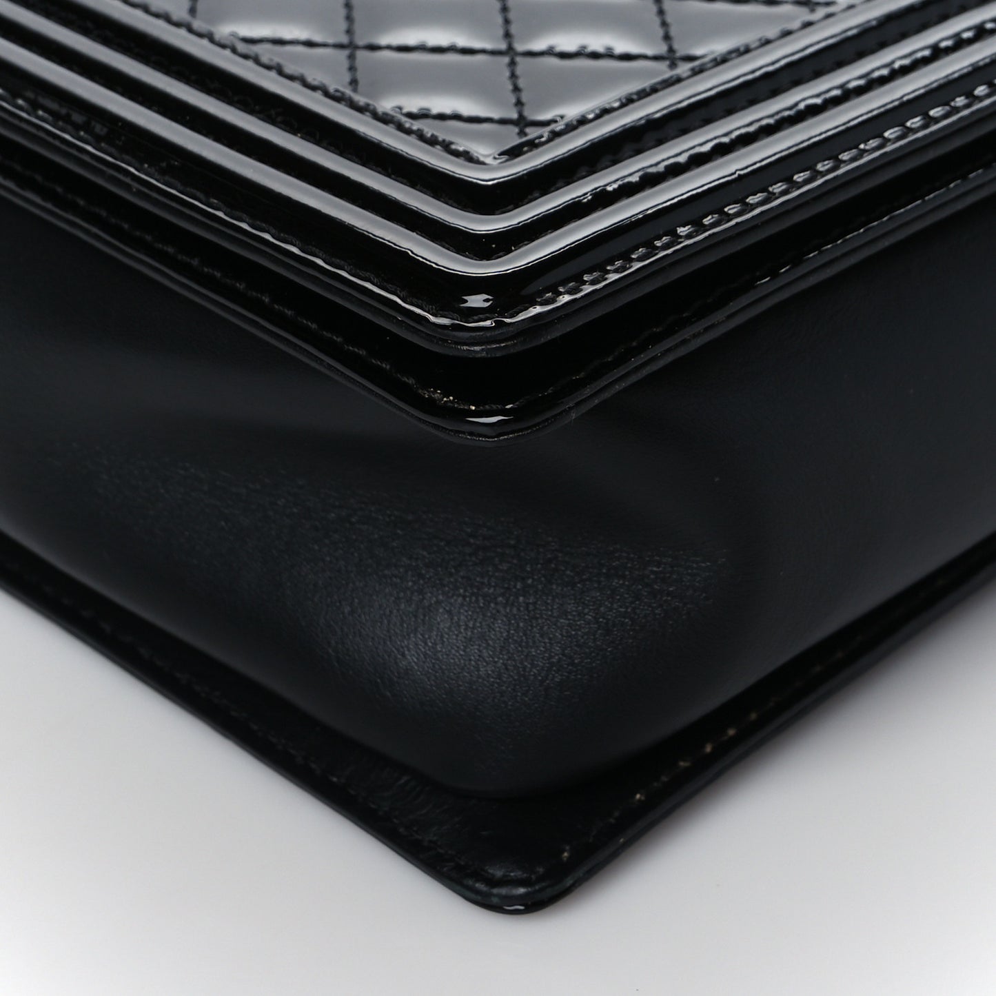 Patent Quilted Large Boy Flap Black