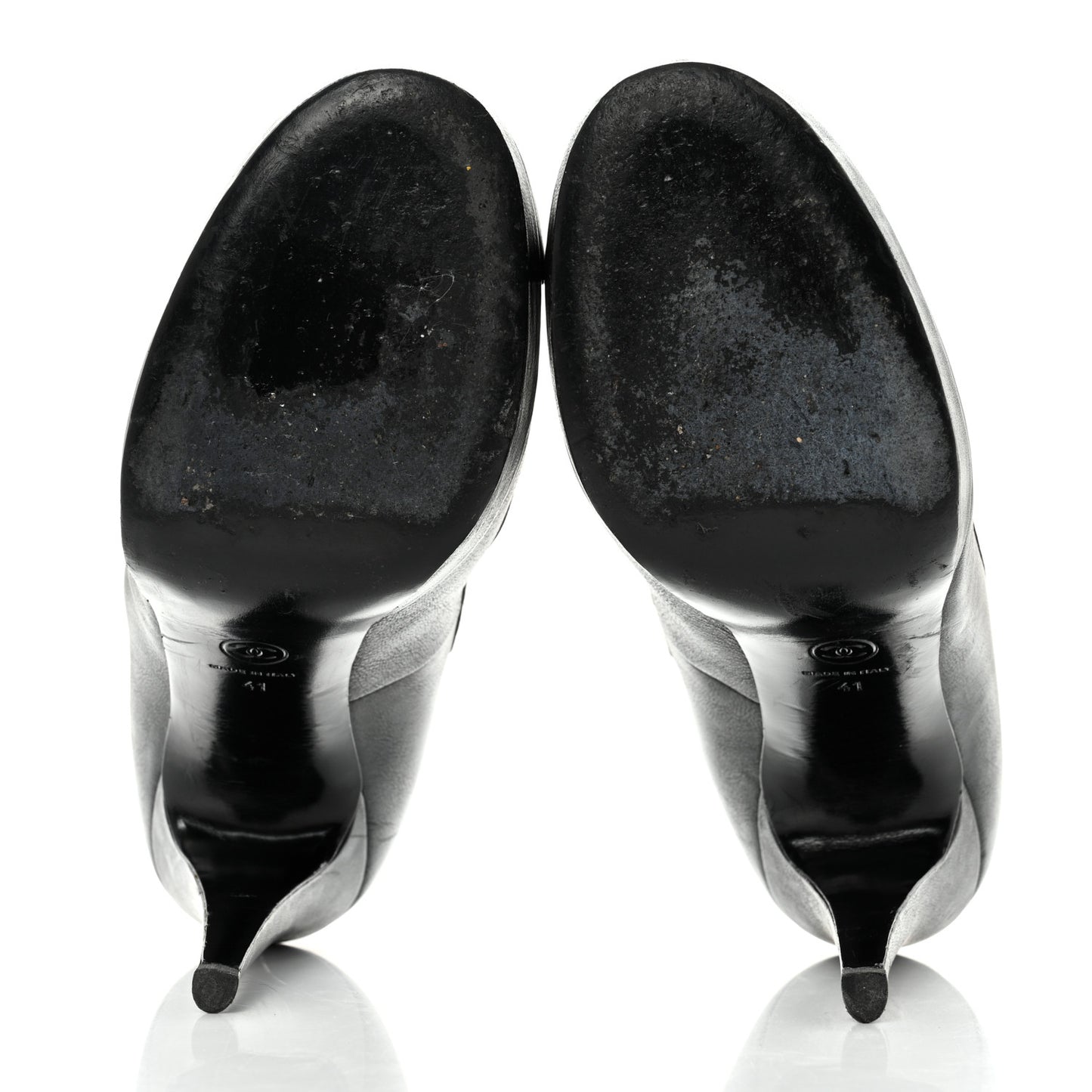 Lambskin Cap Toe Camellia CC Pumps 41 Black